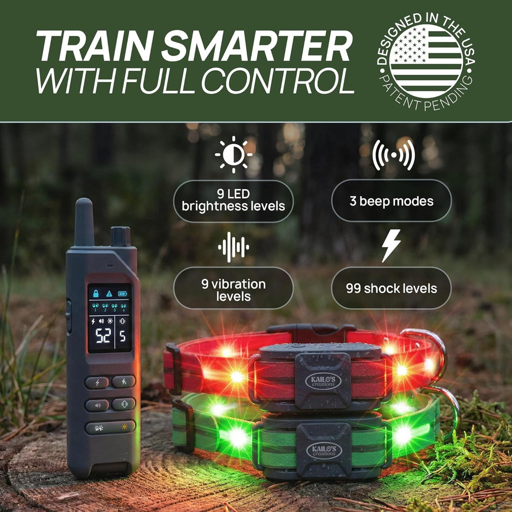 Dog Training Collar for 2 Dogs — 360° LED, 4200FT Range