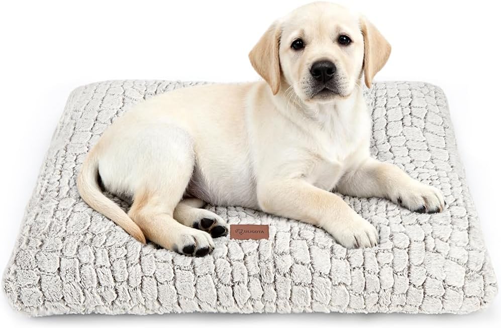 Plush Dog Crate Bed Pad — Washable, Anti-Slip, 24x18