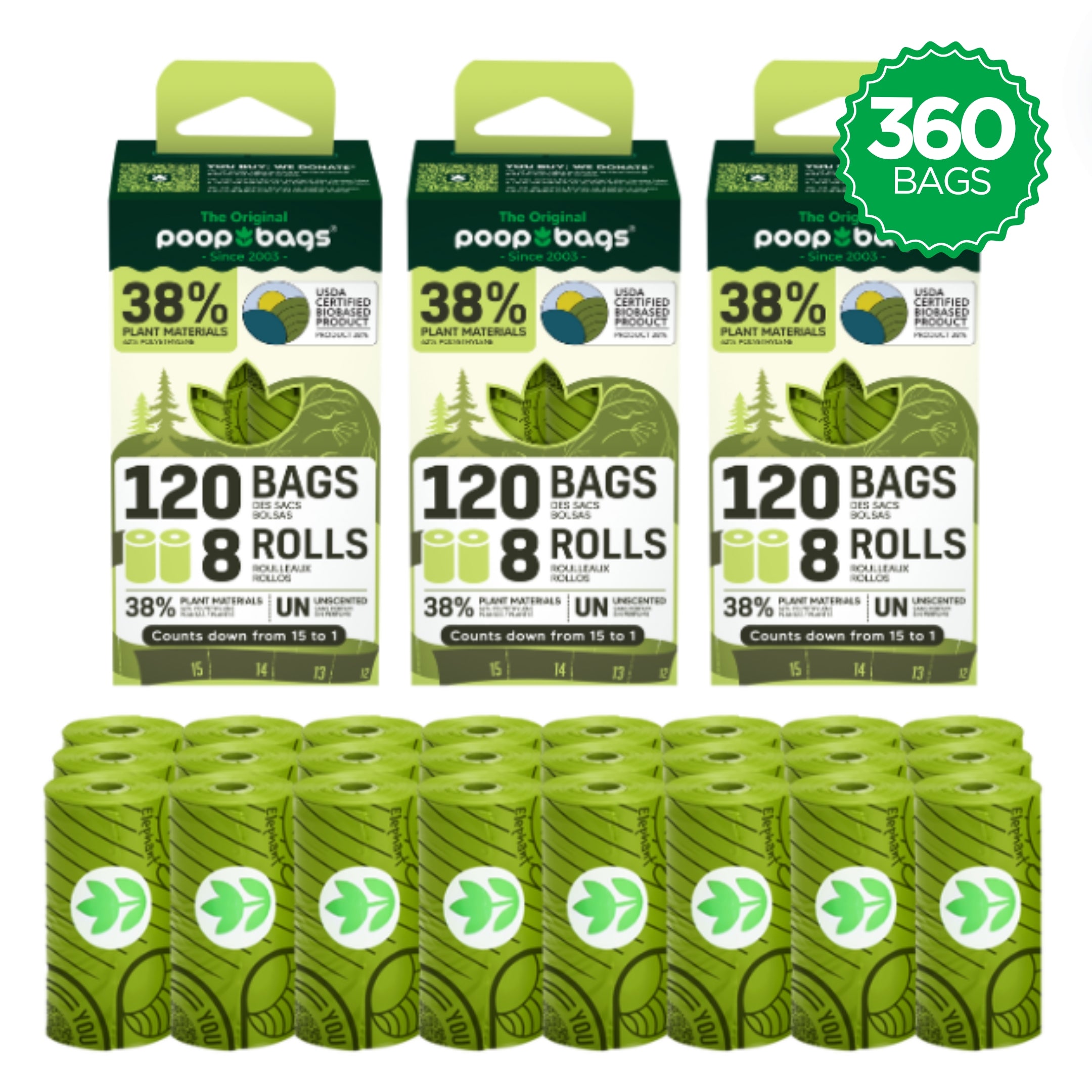 Unscented Leash Roll Poop Bags