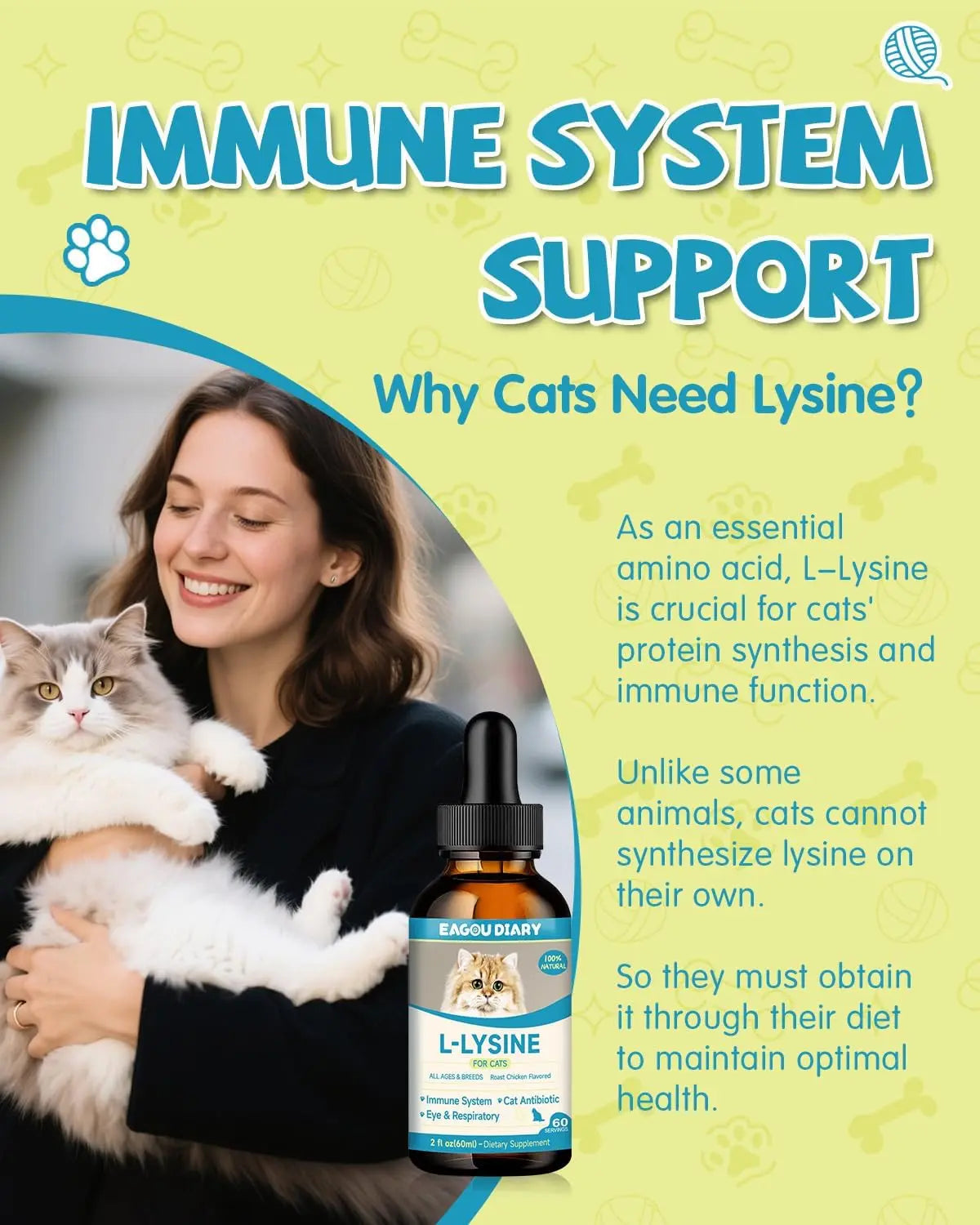 L-Lysine Drops for Cats — Immune & Respiratory Support, 2oz