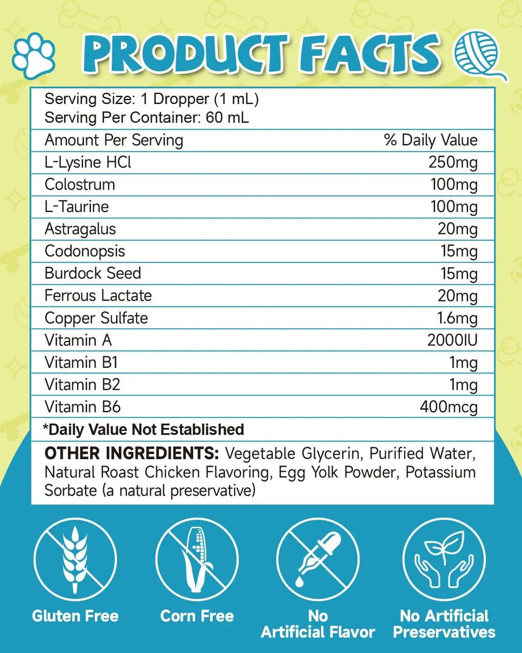 L-Lysine Drops for Cats — Immune & Respiratory Support, 2oz