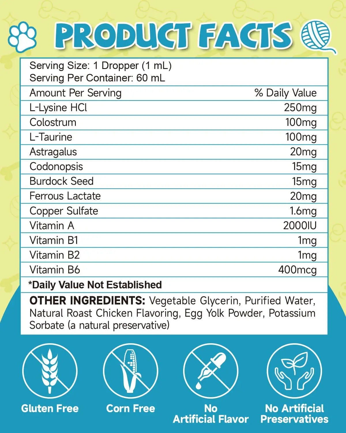 L-Lysine Drops for Cats — Immune & Respiratory Support, 2oz