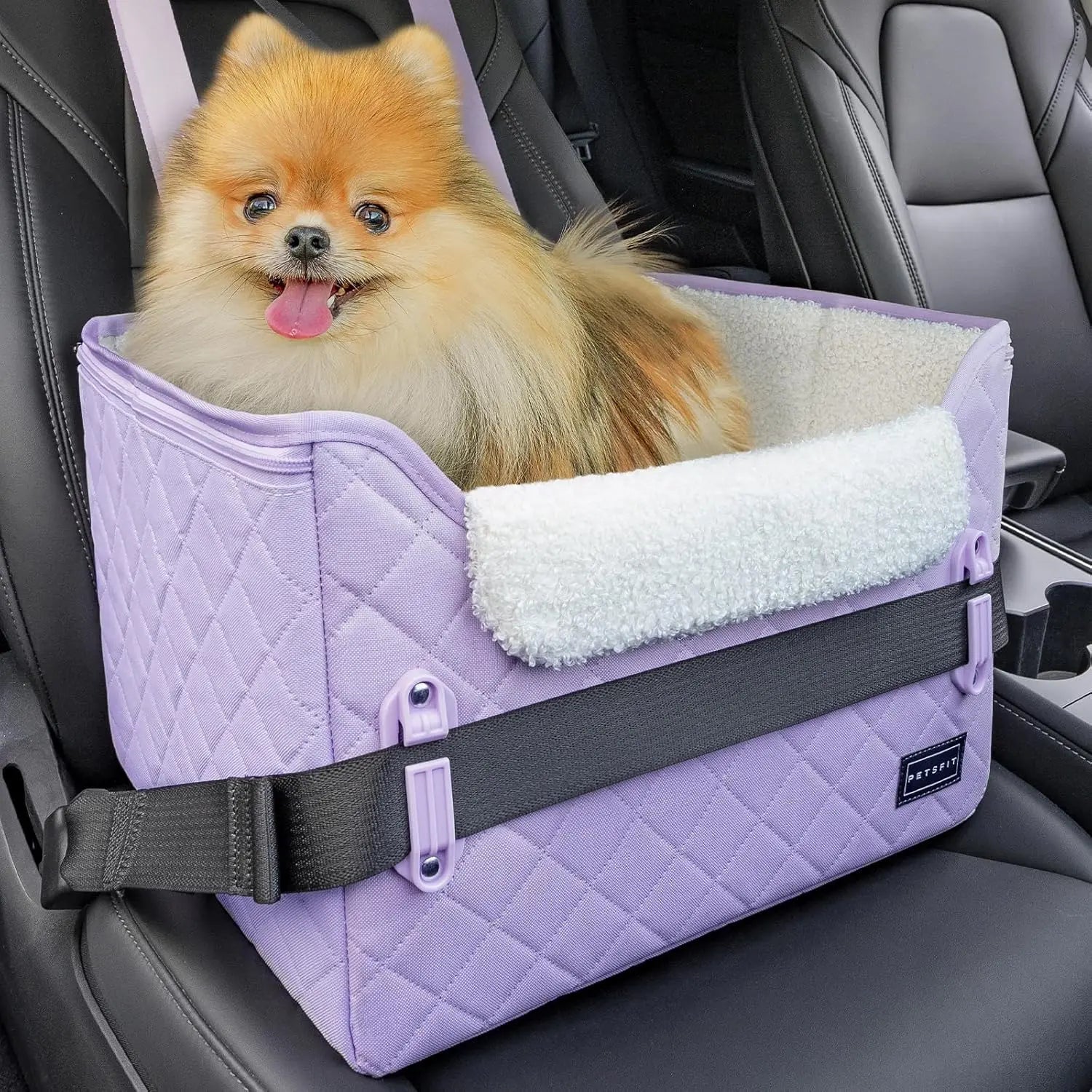 PETSFIT Small Dog Booster Car Seat — Foldable, Safety Tether