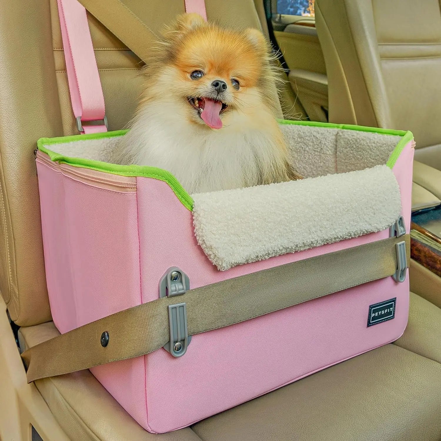 PETSFIT Small Dog Booster Car Seat — Foldable, Safety Tether