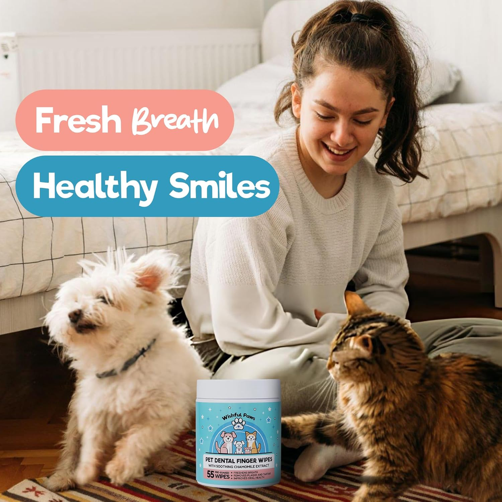 Pet Dental Wipes — Teeth Cleaning & Fresh Breath, 55 Ct