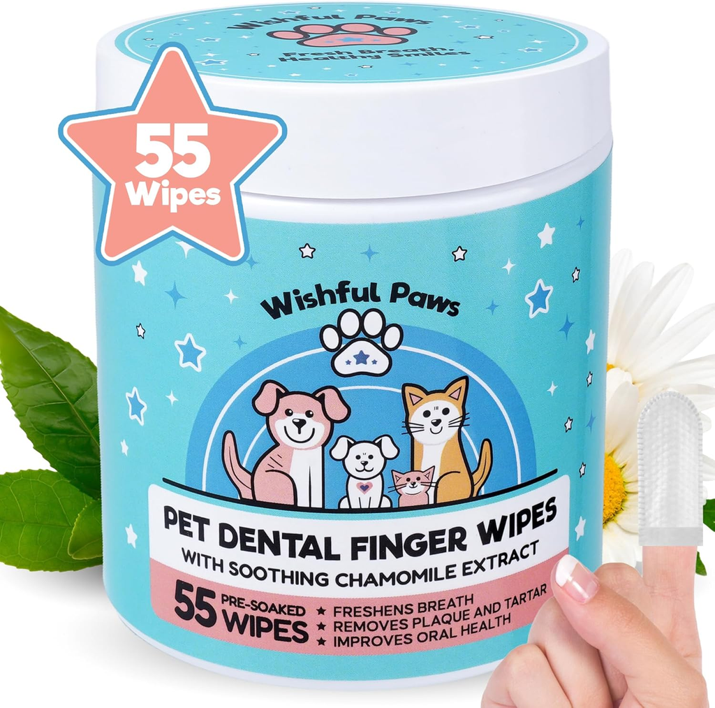 Pet Dental Wipes — Teeth Cleaning & Fresh Breath, 55 Ct