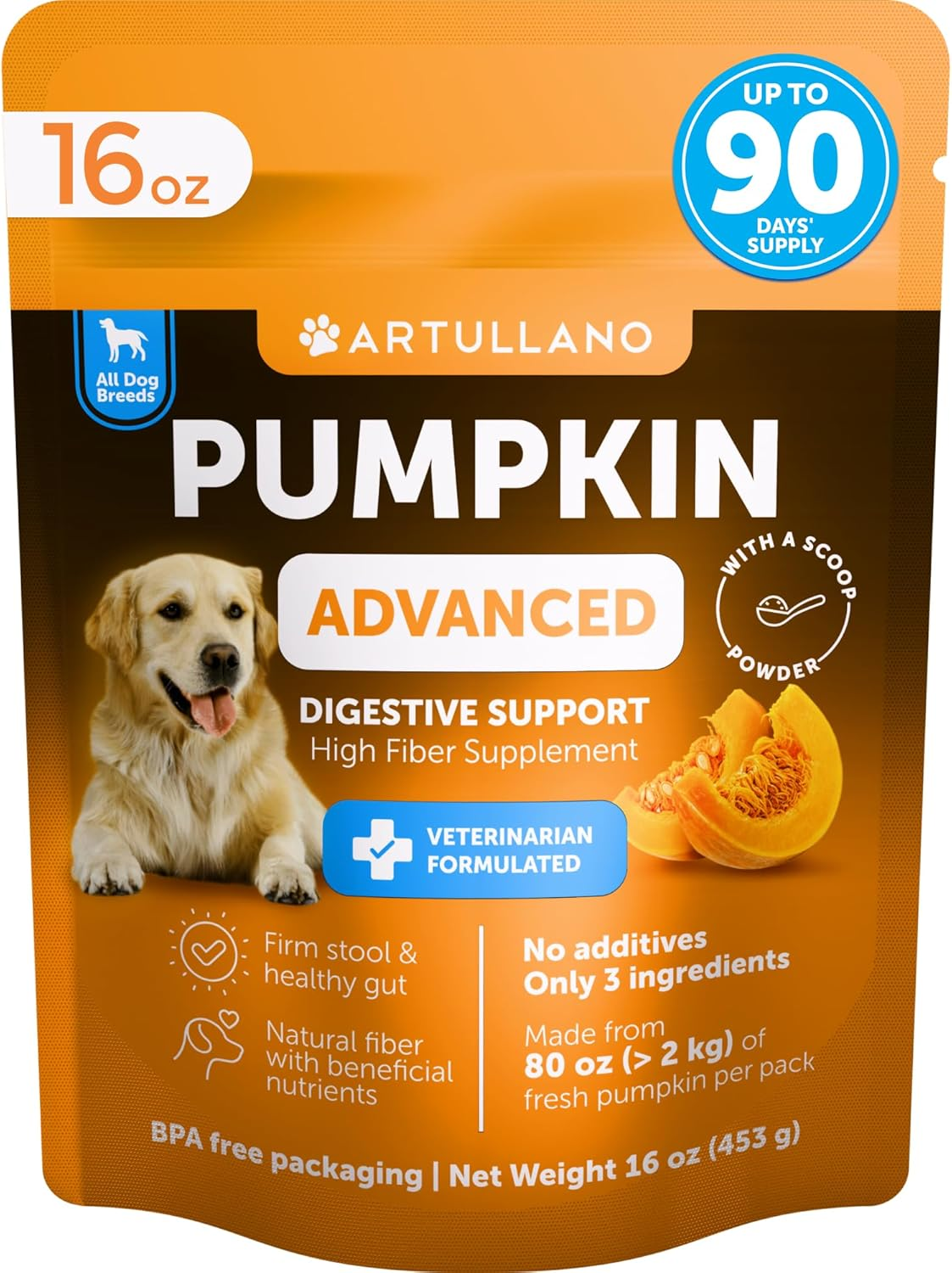 Pumpkin Fiber Supplement for Dogs — Digestion Support, 16oz