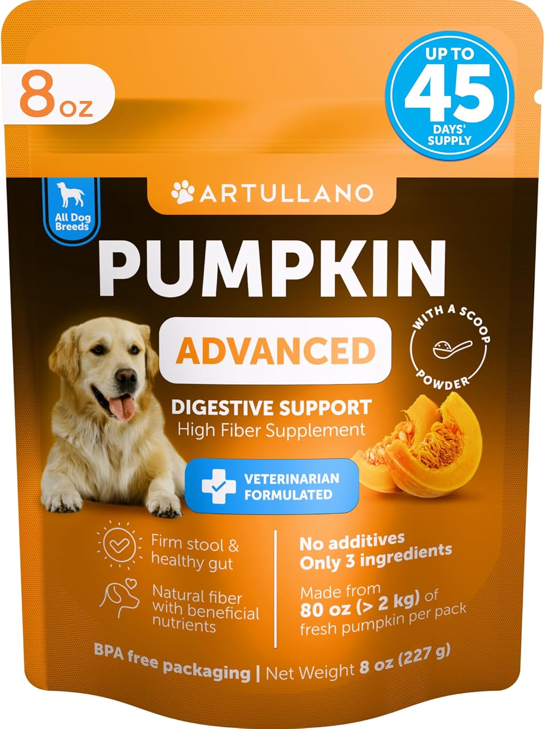 Pumpkin Fiber Supplement for Dogs — Digestion Support, 16oz