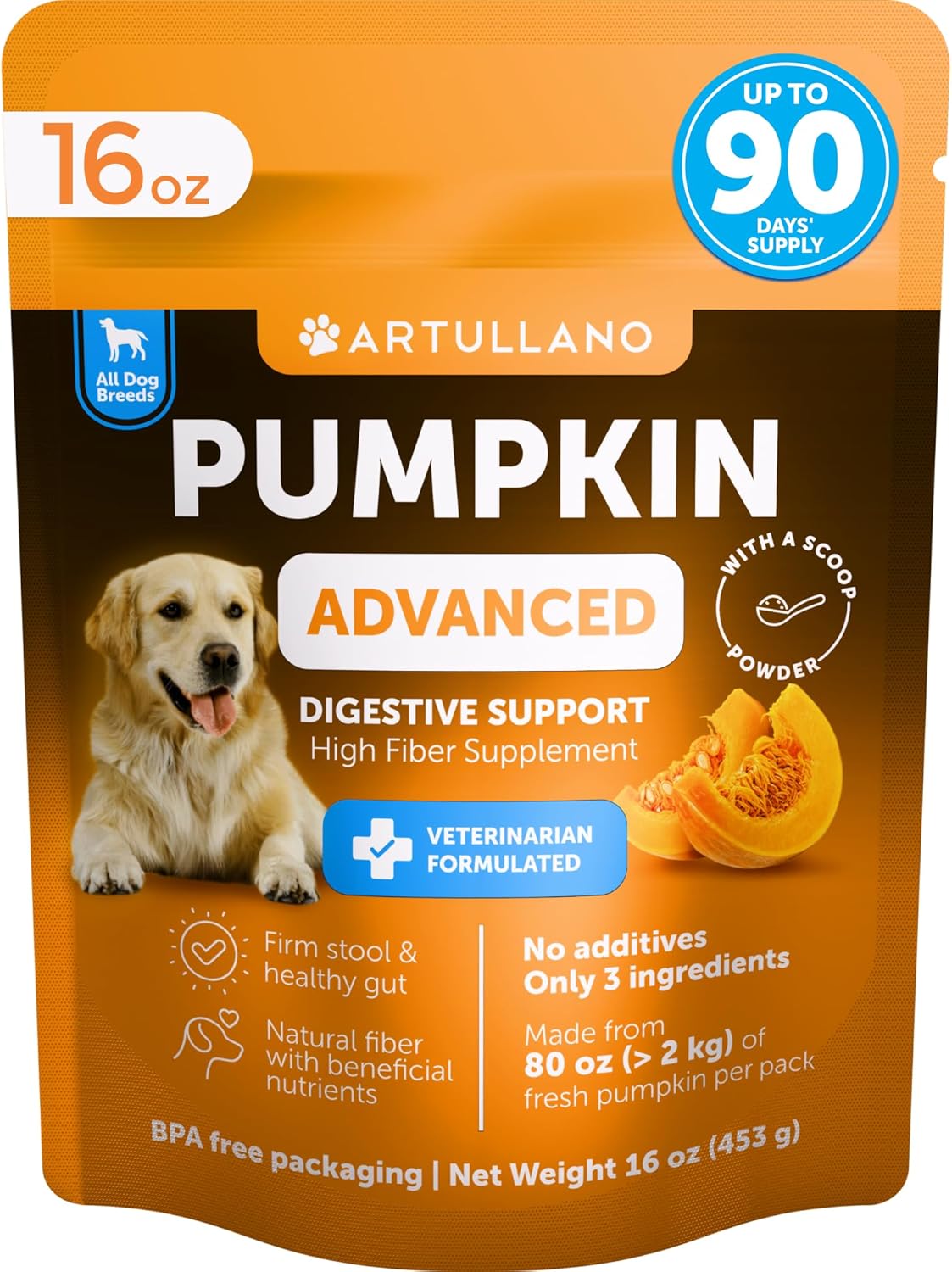 Pumpkin Fiber Supplement for Dogs — Digestion Support, 16oz