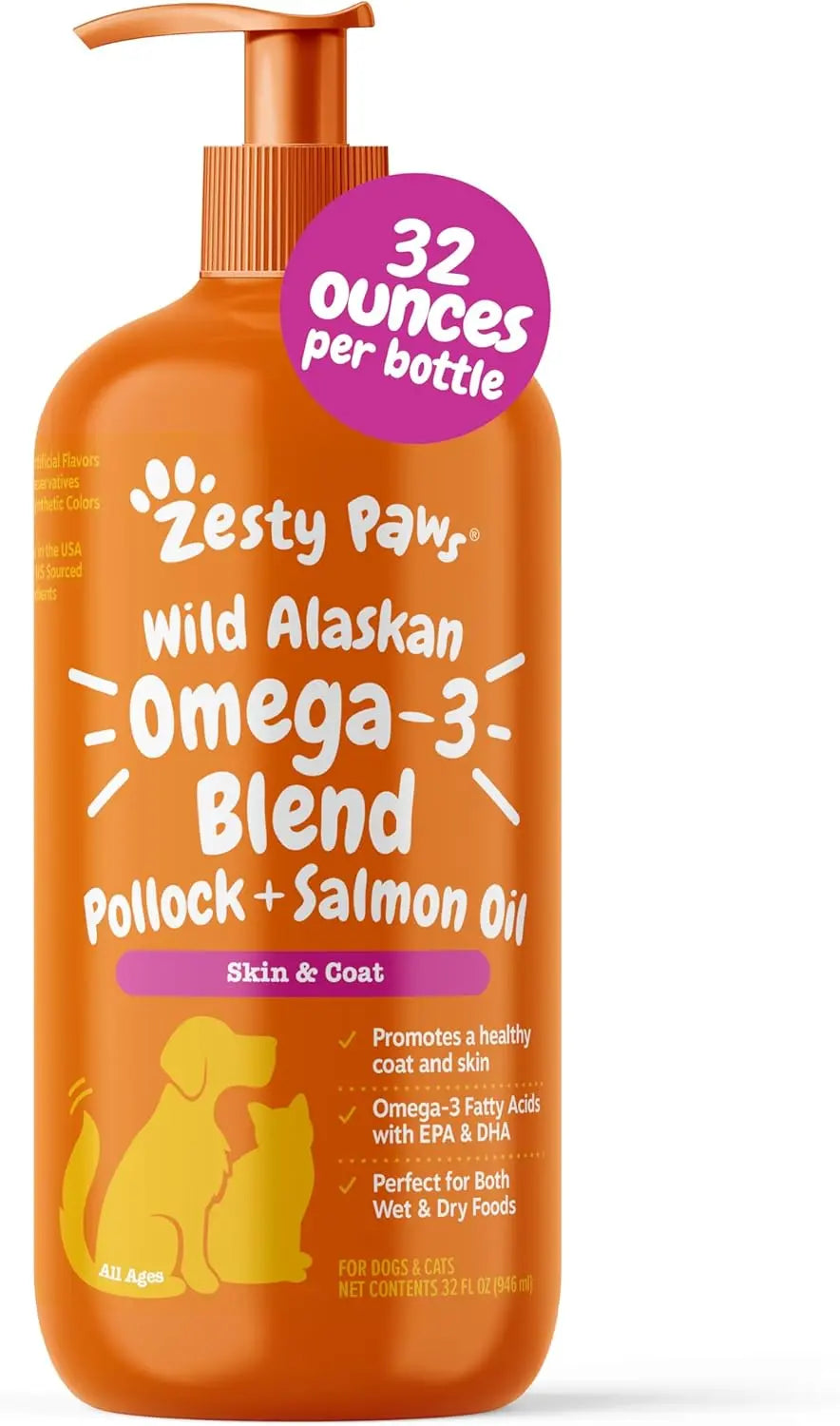 Zesty Paws Wild Alaskan Omega-3 Oil 8.5 oz — Skin & Coat