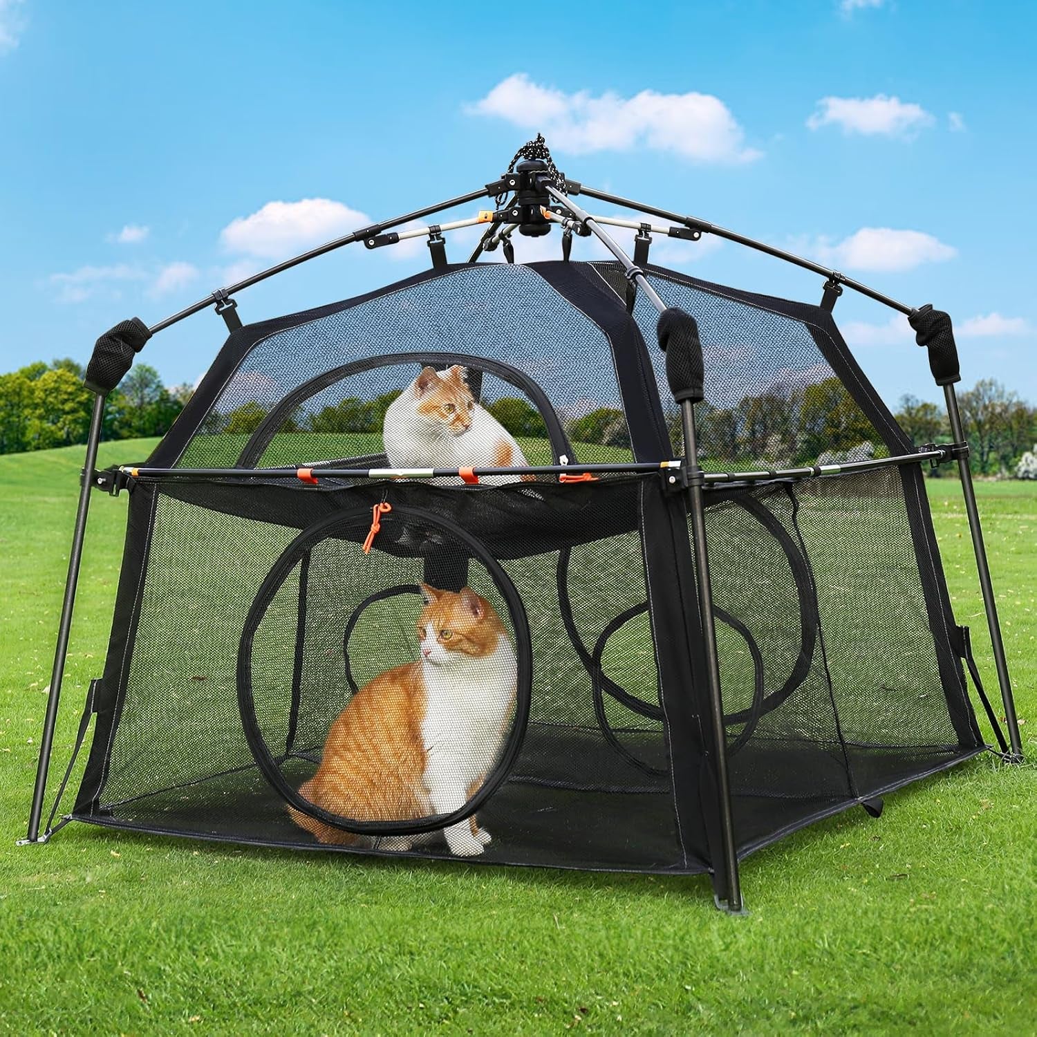 Extra Large Outdoor Catio — Foldable 2-Tier Enclosure & Playpen