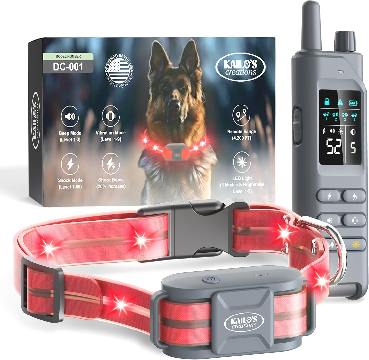 Dog Training Collar for 2 Dogs — 360° LED, 4200FT Range