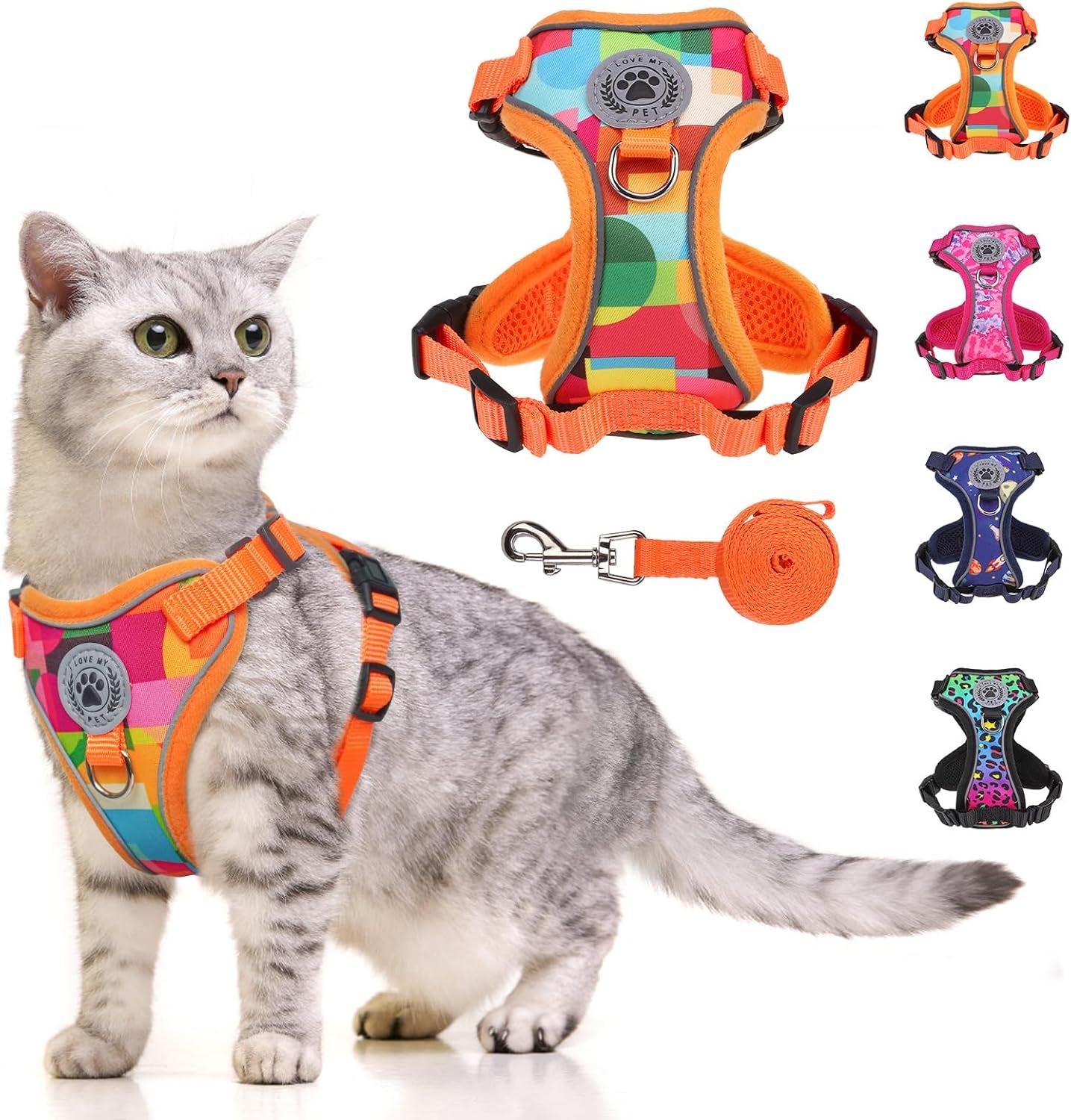Escape Proof Cat Harness and Leash Reflective Adjustable Soft Vest