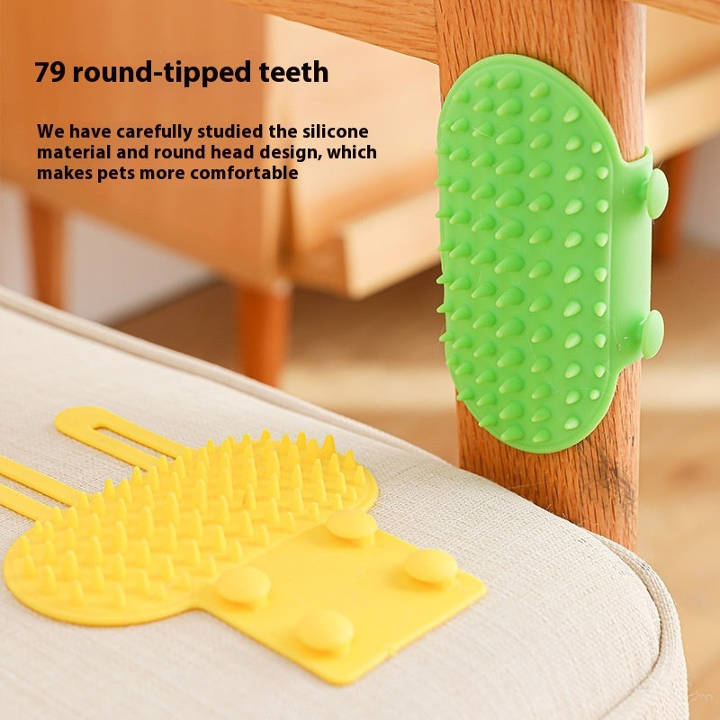 Self-Cleaning Wall Corner Cat Scratcher & Grooming Brush