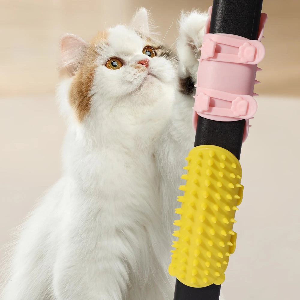 Self-Cleaning Wall Corner Cat Scratcher & Grooming Brush